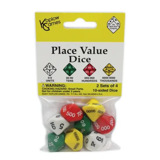 Place Value Dice, 10-Sided, Pack of 8 {1}