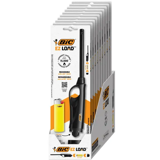 BIC EZ LOAD Lighter, Reloadable Multi Purpose Lighter, Pack with 10 EZ LOAD Long Lighter Shell and 10 BIC Maxi Pocket Lighters, (Colors May Vary) {2}