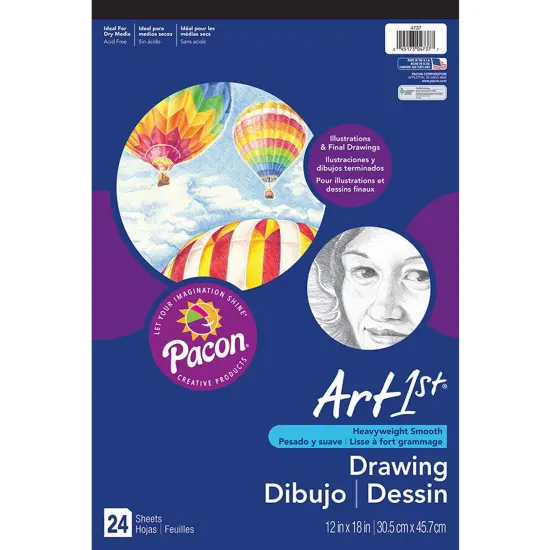 Drawing Paper Pad, Heavyweight, 12" x 18", 24 Sheets {1}