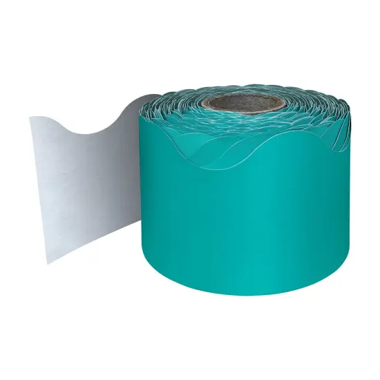 Teal Rolled Scalloped Border, 65 Feet {1}