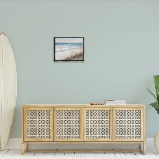 Stupell Industries Traditional Beach Coast Line Framed Floater Canvas Wall Art Gray Floater Frame {2}