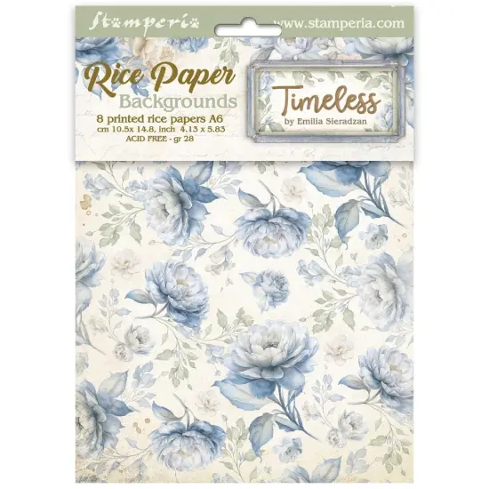 Stamperia Rice Paper Backgrounds A6 8/Pkg -Timeless {1}