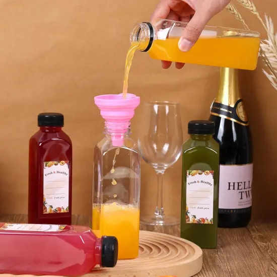 8pcs 16oz Juice Bottles, Plastic Bottles with Caps {4}