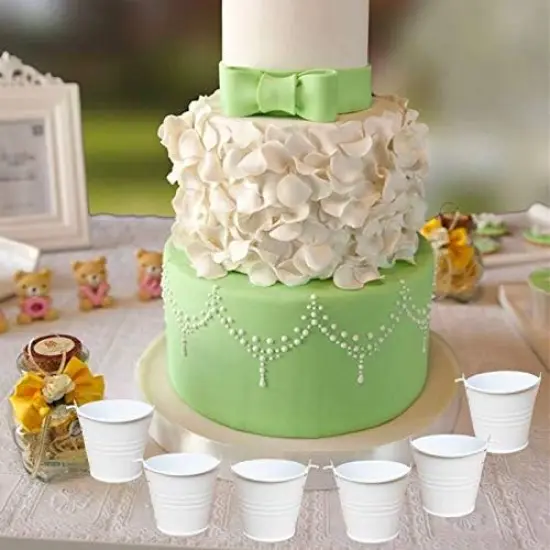 30pcs Mini Metal Bucket - White {3}