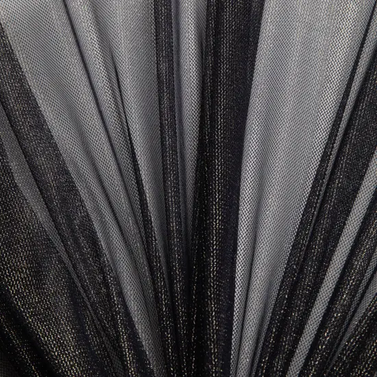 1 Yard Nylon MX Tulle Lace Fabric, 58/60&Prime; Wide Navy Silver {5}