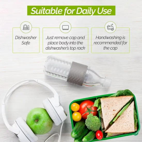 2 Hydra Water Bottle with Spill-Resistant Lid - Gray {5}