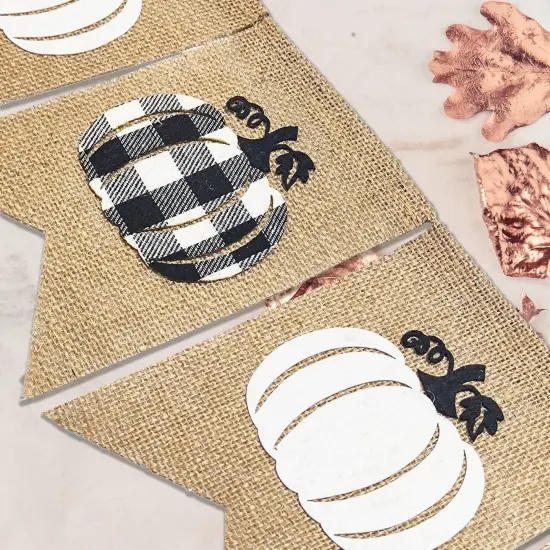 Plaid Pumpkin Burlap Banner Buffalo {2}