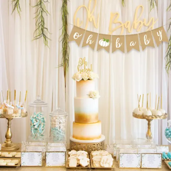 White Pumpkin Baby Shower Fall Banner Gender Neutral Autumn {3}