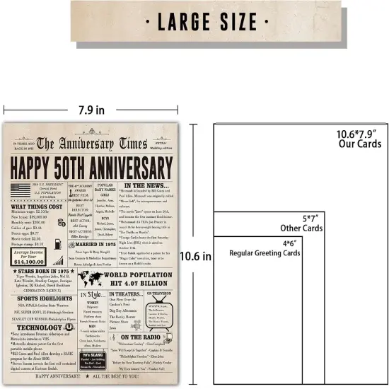 Jumbo 50th Anniversary Card for Women Men, Funny 50th Wedding Anniversary {2}