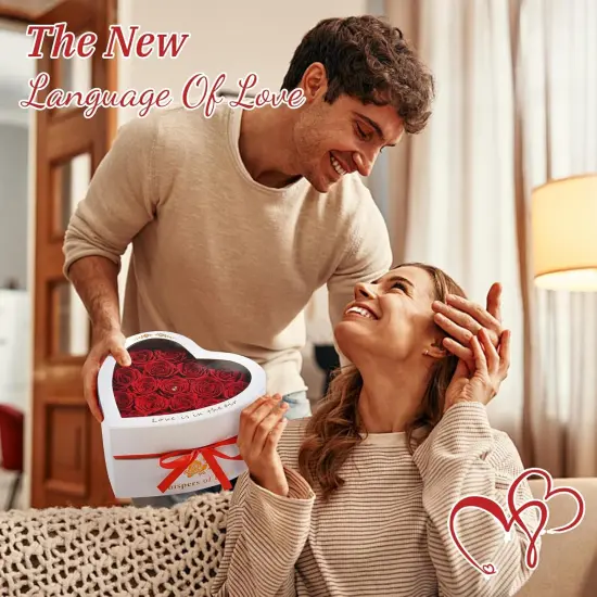 16 Red Real Preserved Rose Flowers in a Heart,Luxury Forever Roses {3}