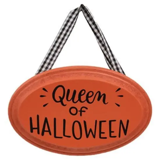 Halloween Black and Orange Wooden Ornaments Collection with Fabric Hangers and Painted 3 Asstd. {3}