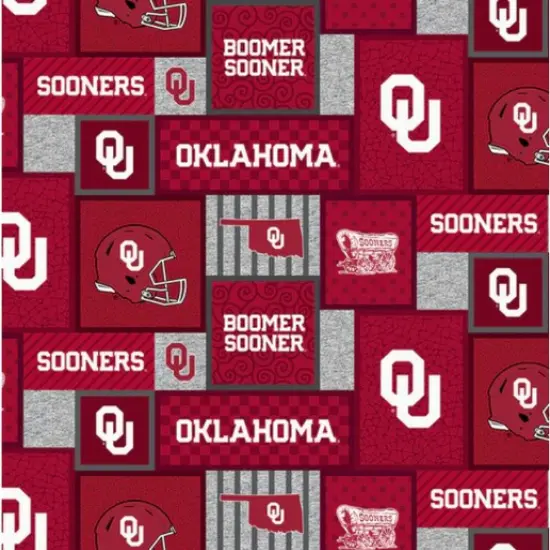 Licensed NCAA University of Oklahoma Patch Fleece OU1177 Fabric by the Yard {1}