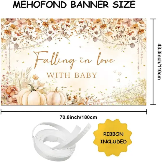 Wildflower Fall Little Pumpkin Baby Shower Banner- 5.9x3.6ft {2}