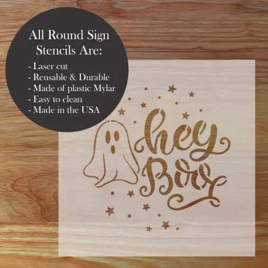 Hey Boo Halloween Round Sign Stencil | Sign Stencil | DIY Sign Stencil | Round Stencil | Designer Stencils | {1}