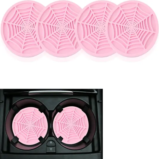 4PCS Silicone Car Coasters - PINK {1}