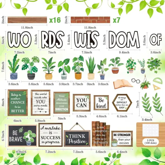 57 Pcs Plant Bulletin Board Set Inspirational Flower Bulletin Board Decoration {3}