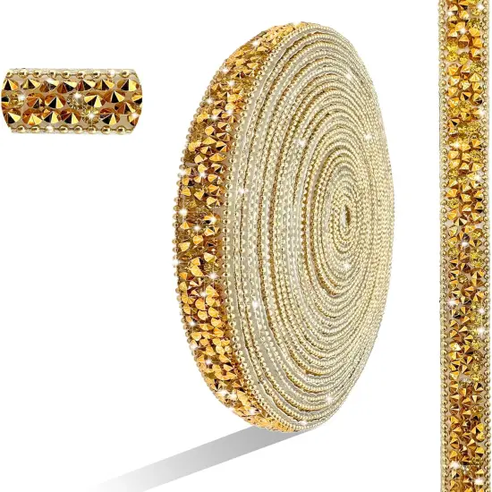 Self Adhesive Gold Resin Rhinestone Ribbon - 6 Yards (Gold 2) {1}