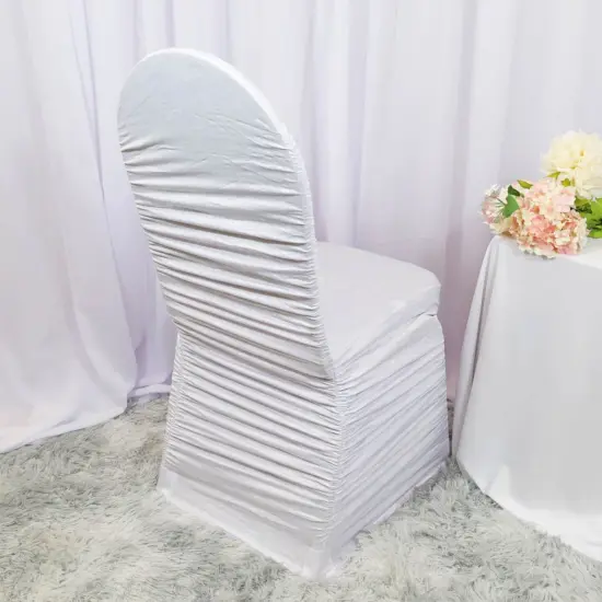 Embossed Rouge Style Spandex Banquet Chair Cover White {2}