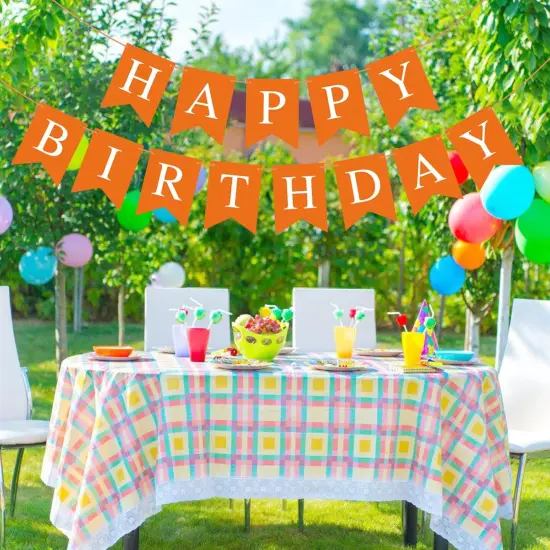 Orange Happy Birthday Banner Sign {4}