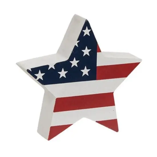 Set of 2 Wooden Decor for Independence Day Celebrations USA Flag Star {2}