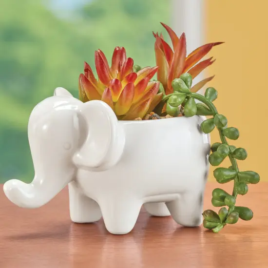 Collections Etc Faux Colorful Succulent in Elephant Planter {1}