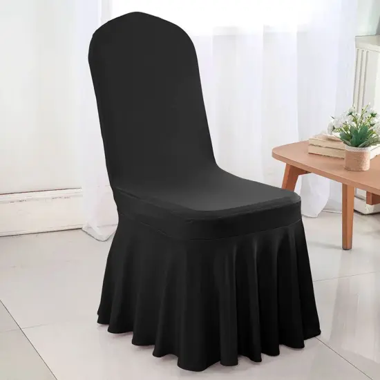 Black Spandex Skirt Banquet Chair Cover for Elegant Weddings and Formal Events {3}