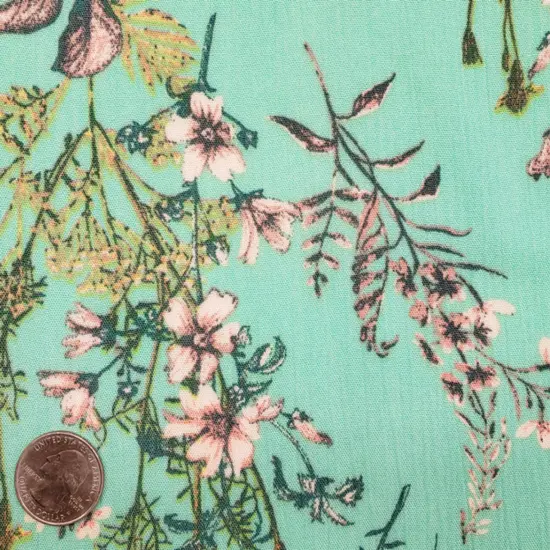 1 Yard Comfortable 50/52" Apparel Fabric Rayon Crinkle Fabric in Mint {1}