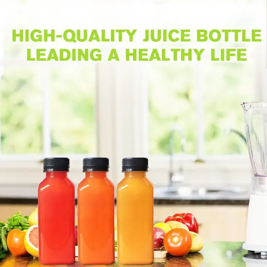 Plastic Juice Bottles with Caps 12 pcs -12oz Reusable Juice Containers {3}