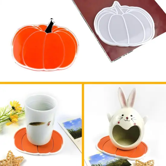 Pumpkin Coaster Mould, Silicone Coaster Mold for Resin Casting {2}