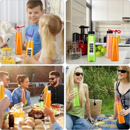 24 Pack 12oz Empty PET Plastic Juice Bottles with Leak-Proof Caps Lids {5}