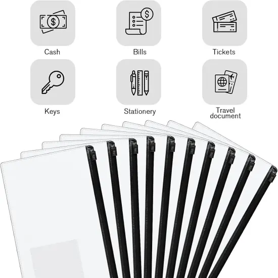 100 Pieces Zipper Envelope Clear Pencil Case {2}