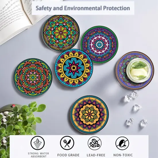 Mandala Style Ceramic Drink Coaster {3}