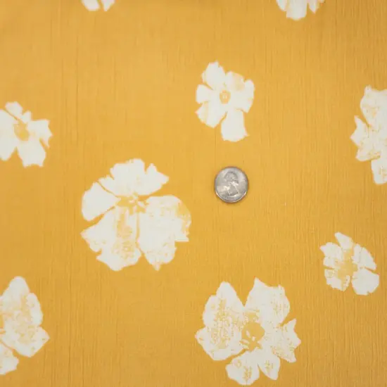 1 Yard Rayon Crinkle Mustard Gold Woven Fabric Lightweight 50/52&Prime; Wide 100% Rayon {1}