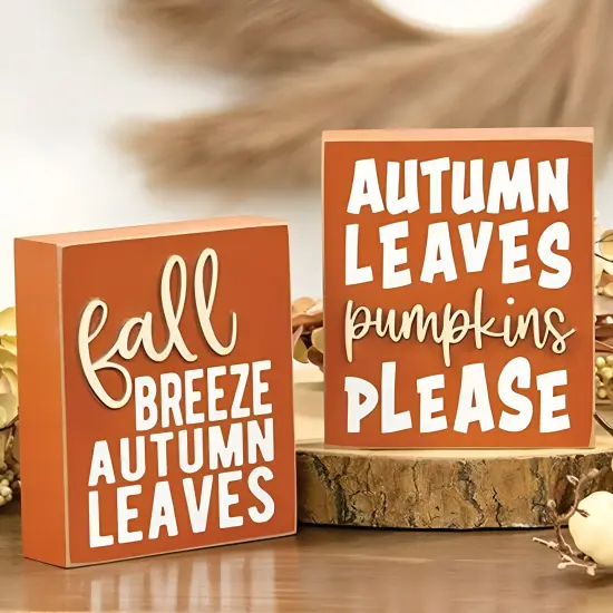 Autumn Leaves Pumpkins Please Box Sign 2 Asstd. {2}