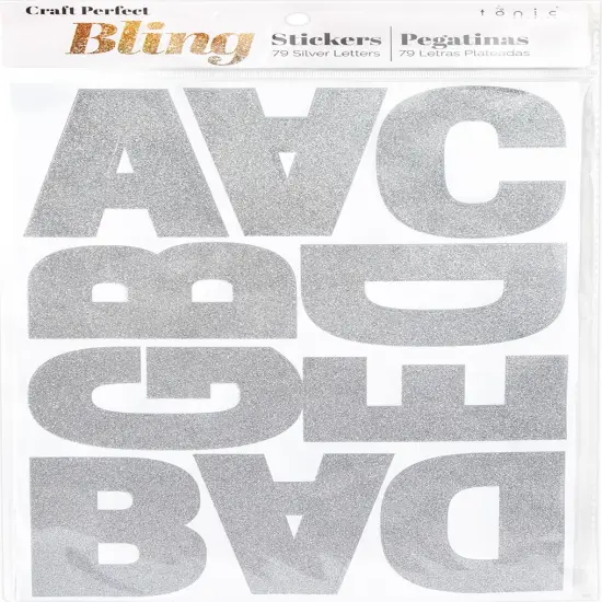 Craft Perfect Glitter Alphabet Sticker Sheet 2IN-Silver {1}