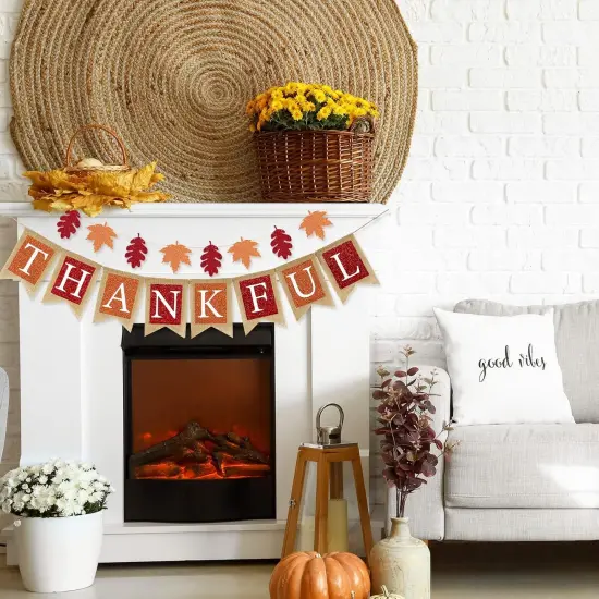 Fall Thankful Burlap Banner {5}