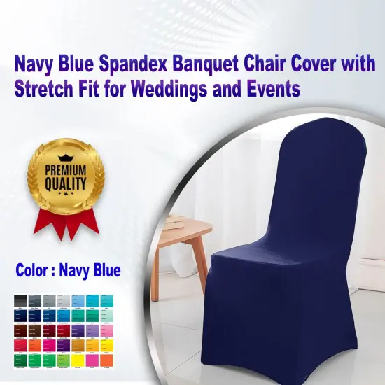 Navy Blue Spandex Banquet Chair Cover with Stretch Fit for Weddings and Events {1}