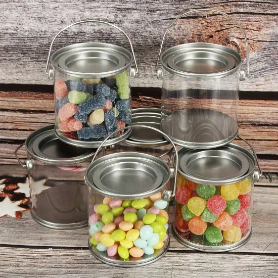 9 Pack Mini Clear Plastic Paint Cans {3}