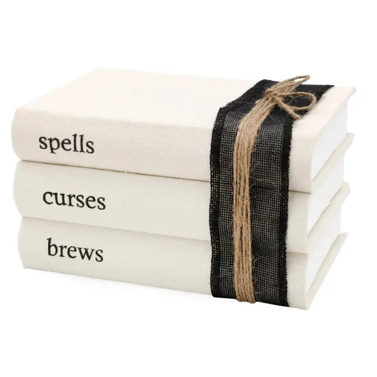 Halloween Faux Witches Book Stack Decor with Burlap Ribbon {1}
