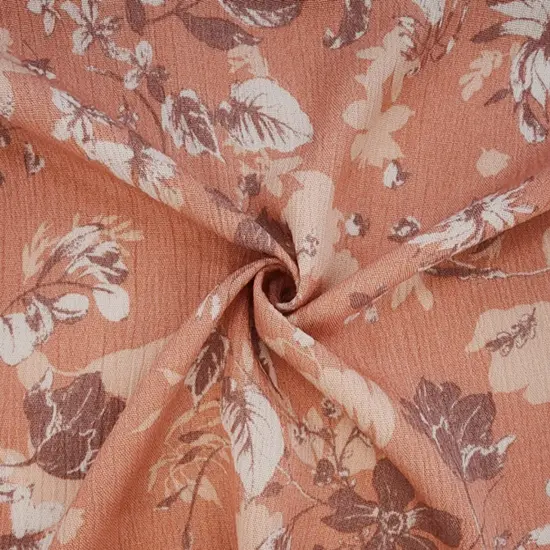 1 Yard Lightweight Coral Pink Rayon Crinkle Fabric for Dresses Skirts Blouses Width 50/52" {1}