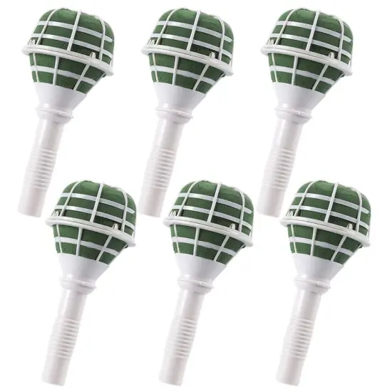 6-Pack Foam Bouquet Holders, Ideal for Fresh Flowers, Wedding Decor, Floral Arrangements, and Gardening Projects, Wet Foam with Sturdy White Handheld Design (3.2x7x3.2 in) Green {1}