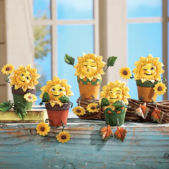 Collections Etc Collectible Sunflower Shelf Sitters - Set of 5 {1}