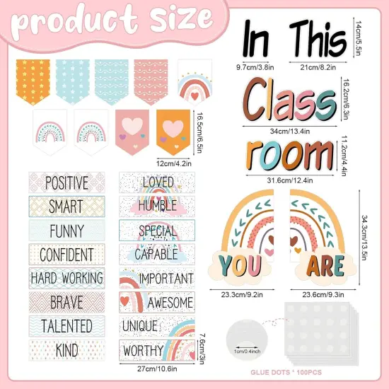 31 Pcs Bulletin Board Decorations Set Boho Classroom Decor {2}