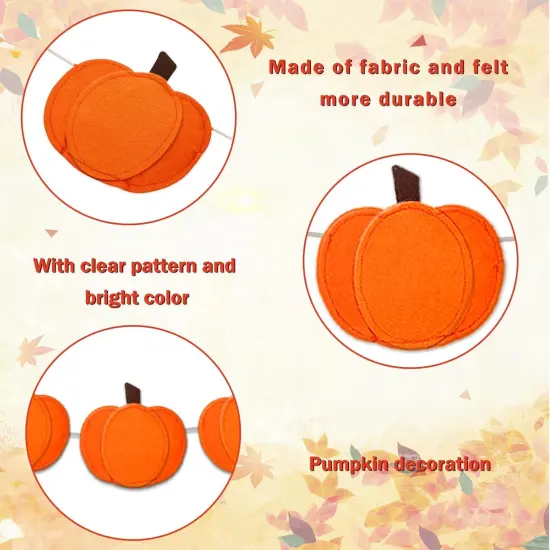 3D Pumpkin Banner Fall Orange Pumpkin Garland Pre-Assembled Pumpkin Felt Banner {3}