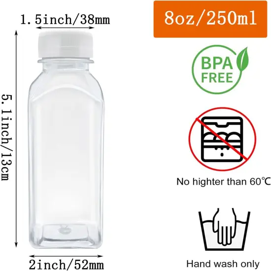 8 Pcs 8 Ounce Plastic Juice Bottles for Juice(White) {2}