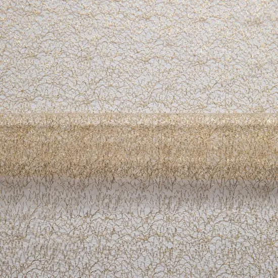 1 Yard Metallic Susumi Tulle Lace Fabric, 58/60&Prime; Wide 100% Polyester Gold {1}