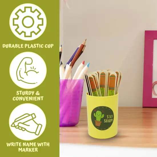 36 Pcs Cactus Flip Sticks with Storage Cup, Flip Name Sticks Counting Sticks Student Grouping Cactus Theme Flip Stick, Classroom Teacher School Supplies by 4E's Novelty {4}