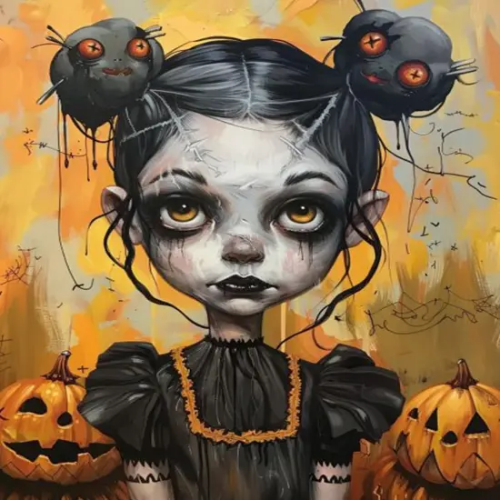 Halloween Little Girl Paint by Number - 16x20 Inch (Without Frame) {1}