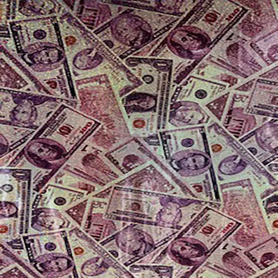 1 Yard Random Money Hologram Polyester Spandex Fabric 60 Inch Width Purple combo {5}