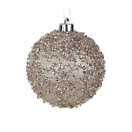 Taupe Glitter Christmas Ornament | 120MM Sequin Shatterproof Ball-XY8816CF {1}